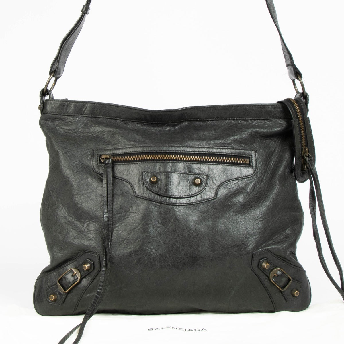 Sac messager Balenciaga Day en chèvre vert foncé