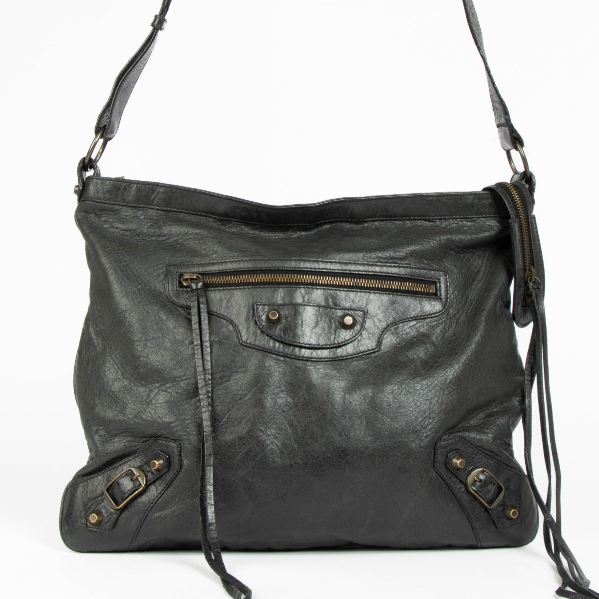 Sac messager Balenciaga Day en chèvre vert foncé