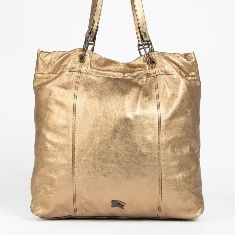 Burberry Metallic Gold Leather Elmgate Tote Bag