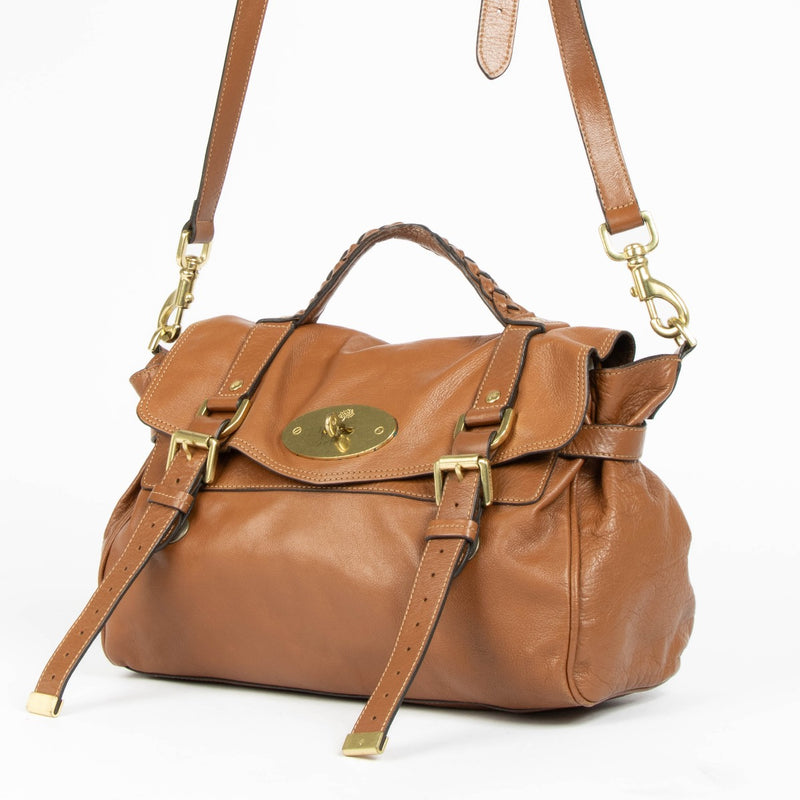 Mulberry Oak Soft Buffalo Leer Alexa Satchel Tas