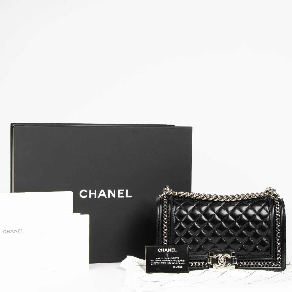 Shop this 100% authentic Chanel Black Chain Around Medium Boy Chanel Bag at Labellov.com