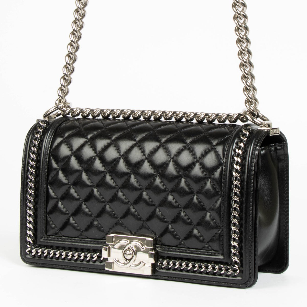 Shop this 100% authentic Chanel Black Chain Around Medium Boy Chanel Bag at Labellov.com