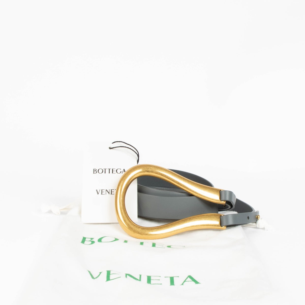 Shop this 100% authentic Bottega Veneta Grey Leather Double Strap Horsebit Belt in size L at Labellov.com