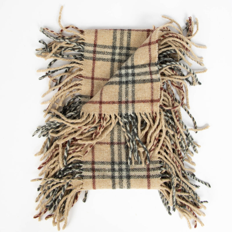 Shop this 100% authentic Burberry Beige Check Fringed Scarf at Labellov.com