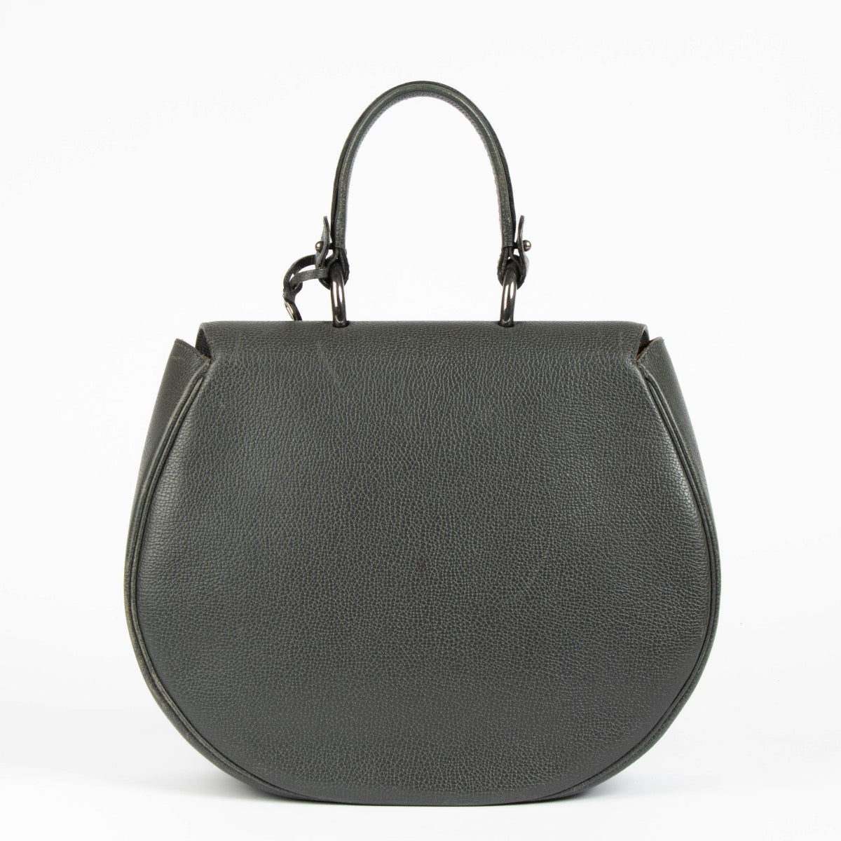 Authentic pre-loved Delvaux Grey Leather Vintage Top Handle Bag on Labellov.com