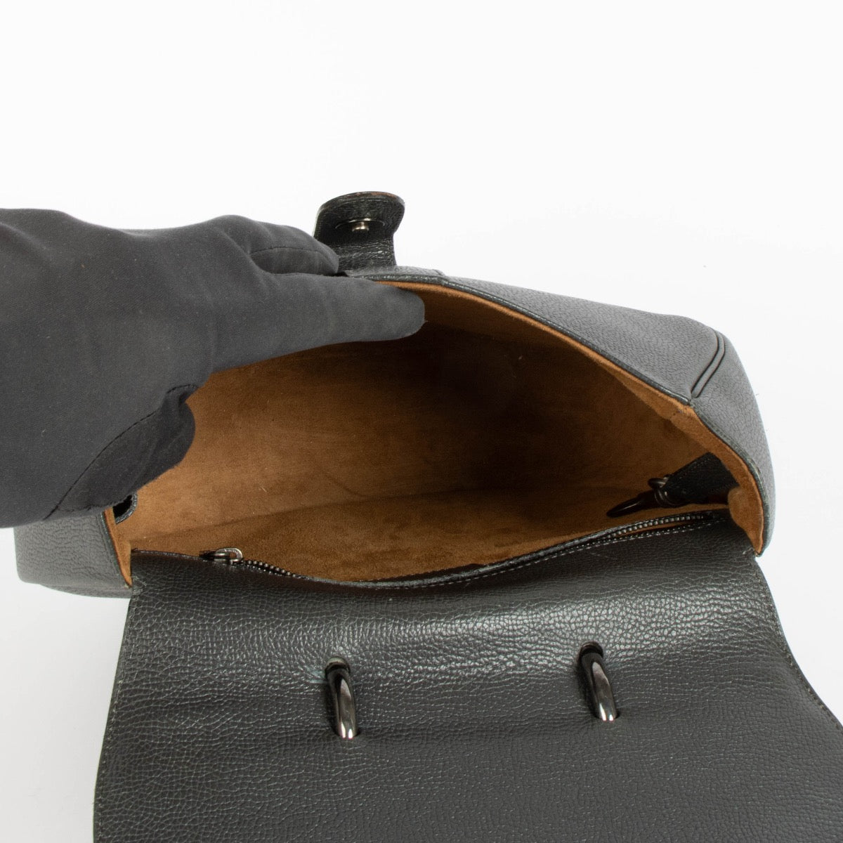 Authentic pre-loved Delvaux Grey Leather Vintage Top Handle Bag on Labellov.com