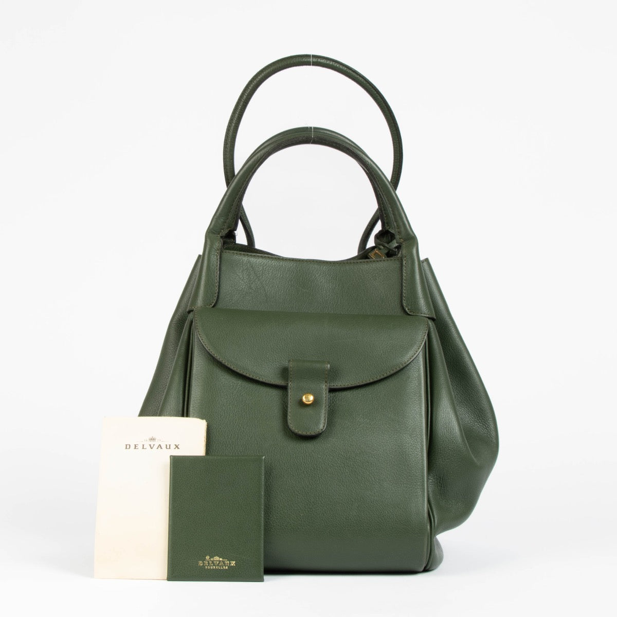 Authentic pre-loved Delvaux Green Liane Canter Equivoque Top Handle Bag on Labellov.com