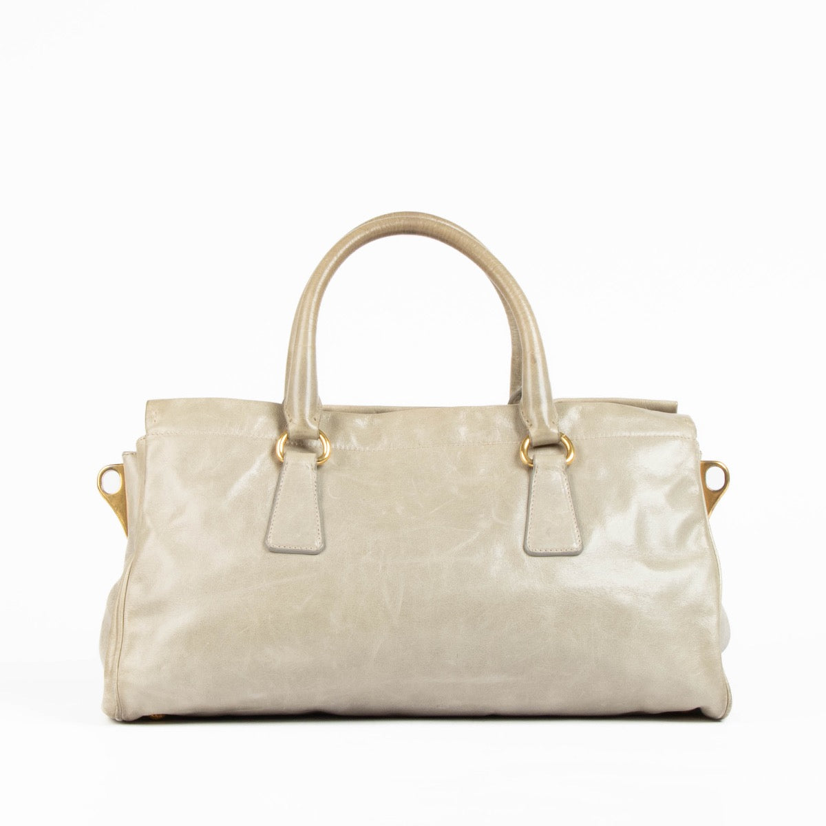 Authentic pre-loved Prada Grey Vitello Shine Shoulder Bag on Labellov.com