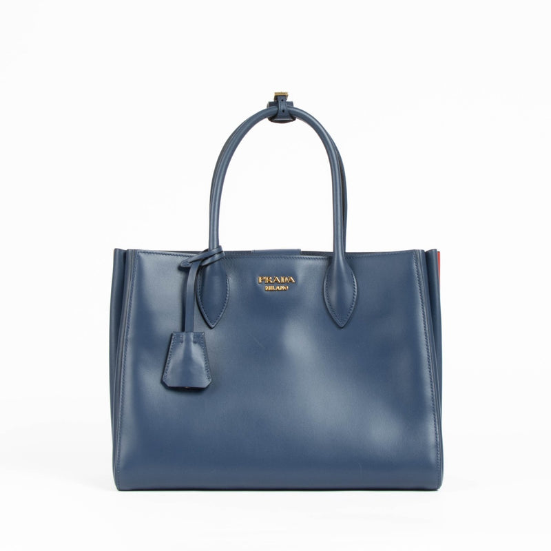 Authentic pre-loved Prada Blue Leather Saffiano Tote Bag on Labellov.com