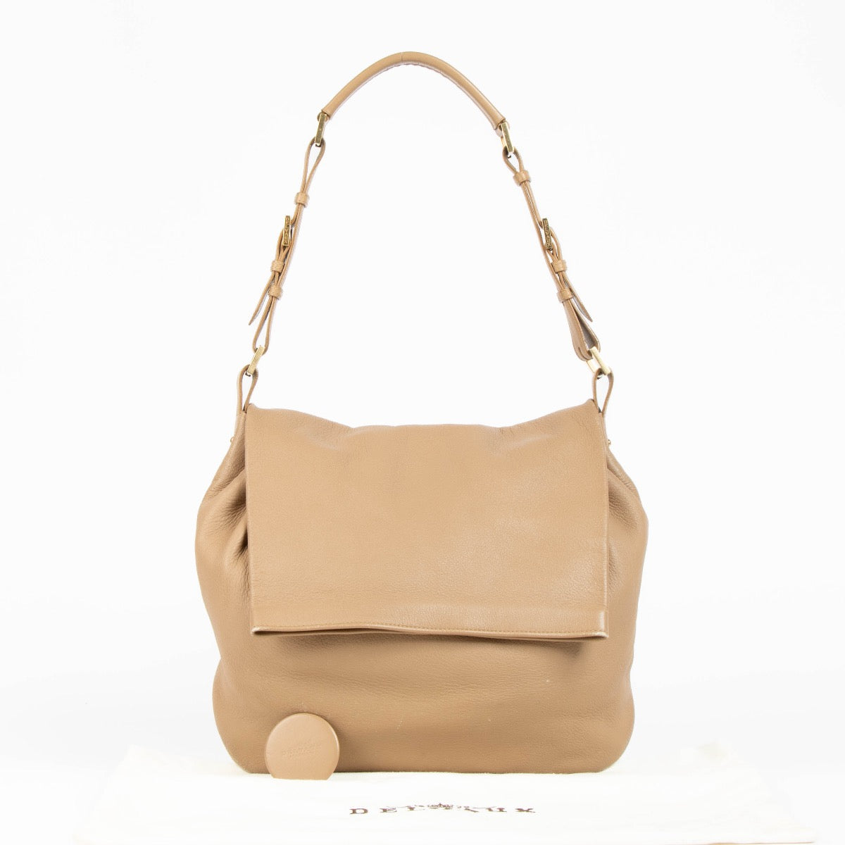Authentic pre-loved Delvaux Beige Lambskin Leon Shoulder Bag on Labellov.com