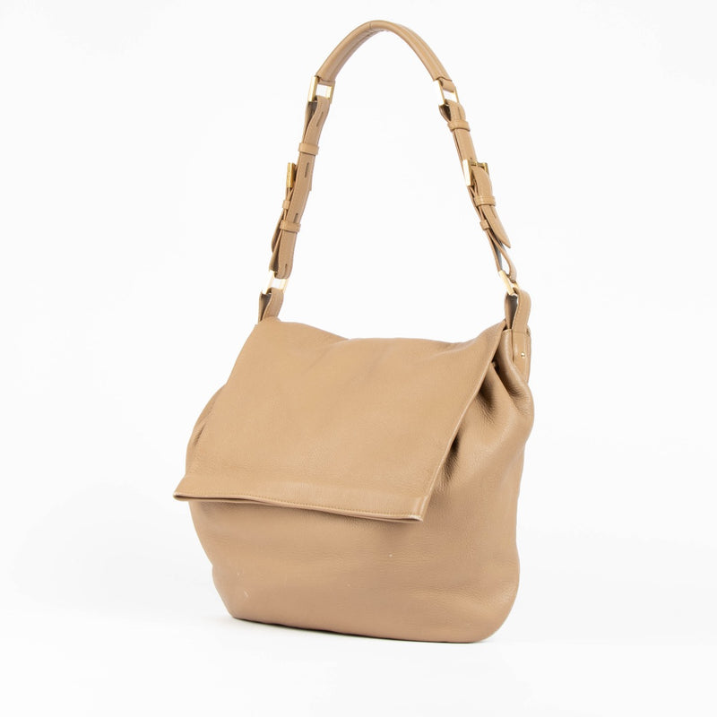 Authentic pre-loved Delvaux Beige Lambskin Leon Shoulder Bag on Labellov.com