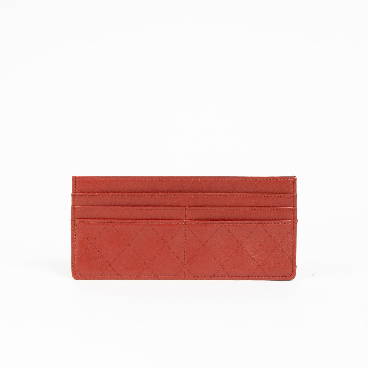 Authentic pre-loved Chanel Vintage Red Quilted Leather Card Holder on Labellov.com