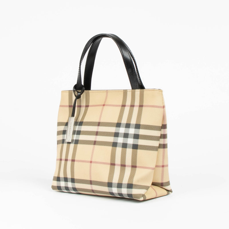 Authentic pre-loved Burberry Beige Check Mini Nova Tote Bag on Labellov.com