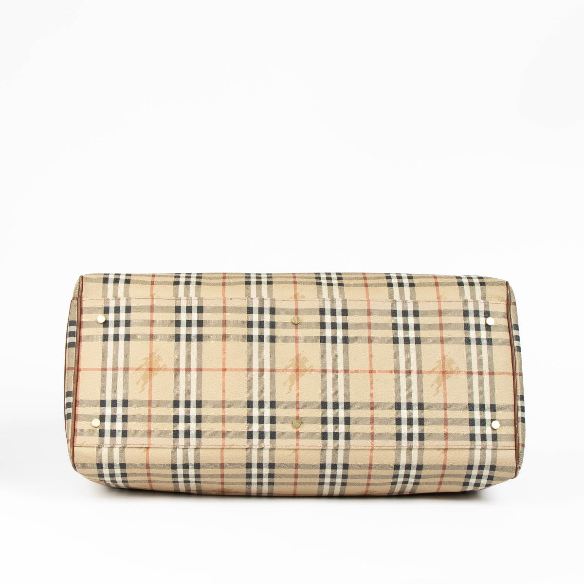 Authentic pre-loved Burberry Beige Haymarket Check Duffle Travel Bag on Labellov.com