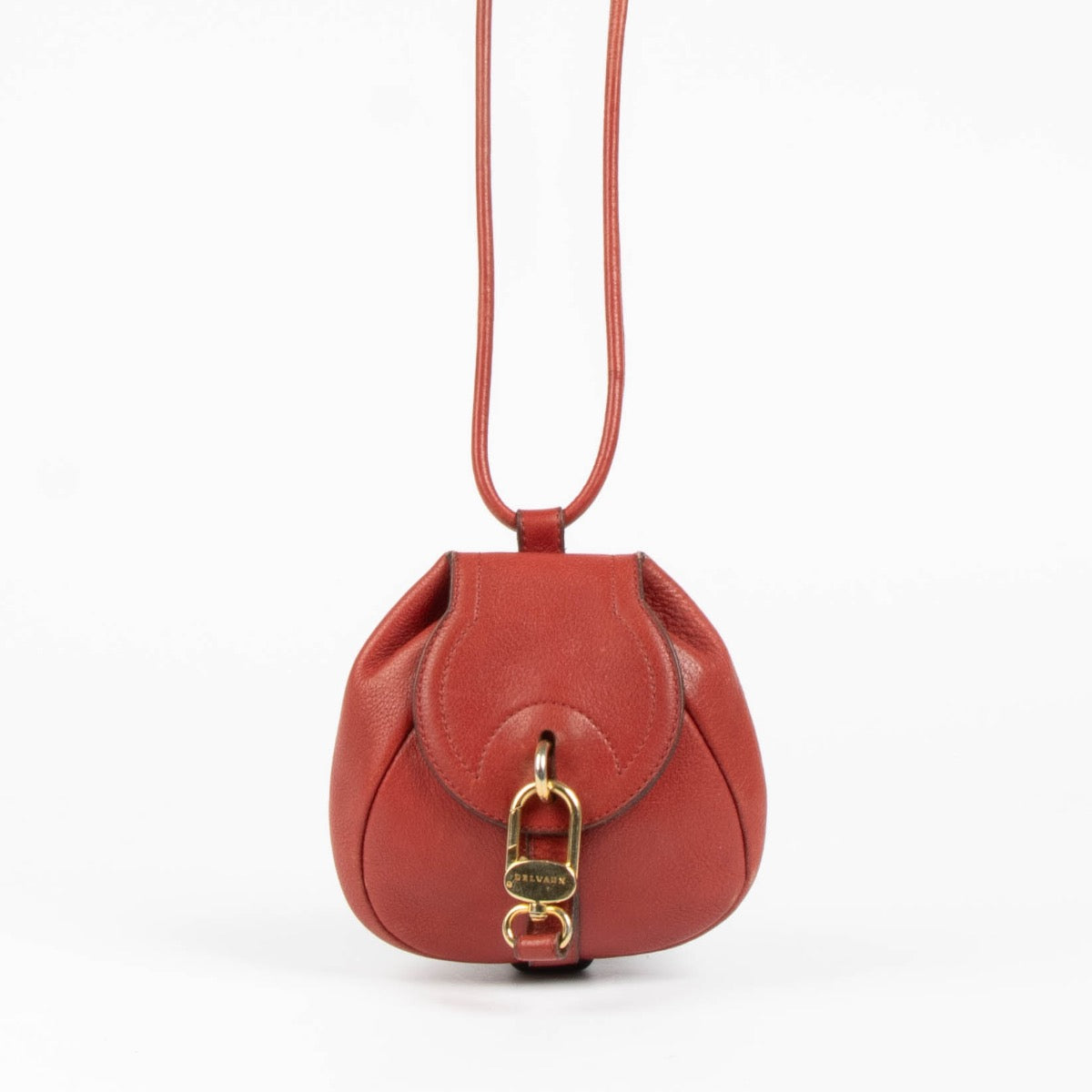 Authentic pre-loved Delvaux Red Leather Cerceau Mini Bag on Labellov.com