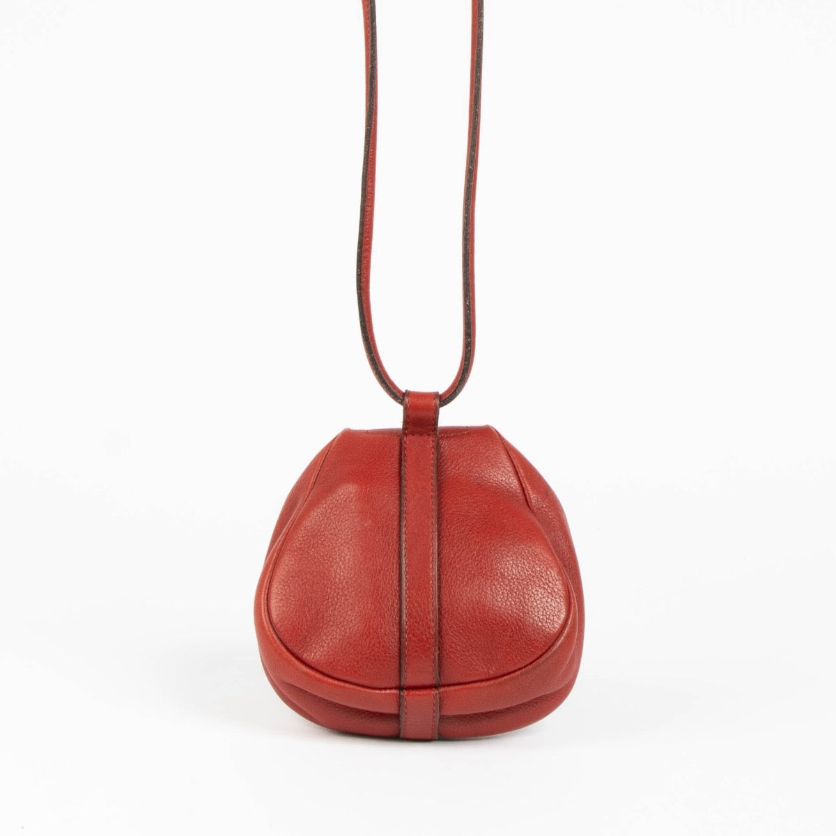 Authentic pre-loved Delvaux Red Leather Cerceau Mini Bag on Labellov.com
