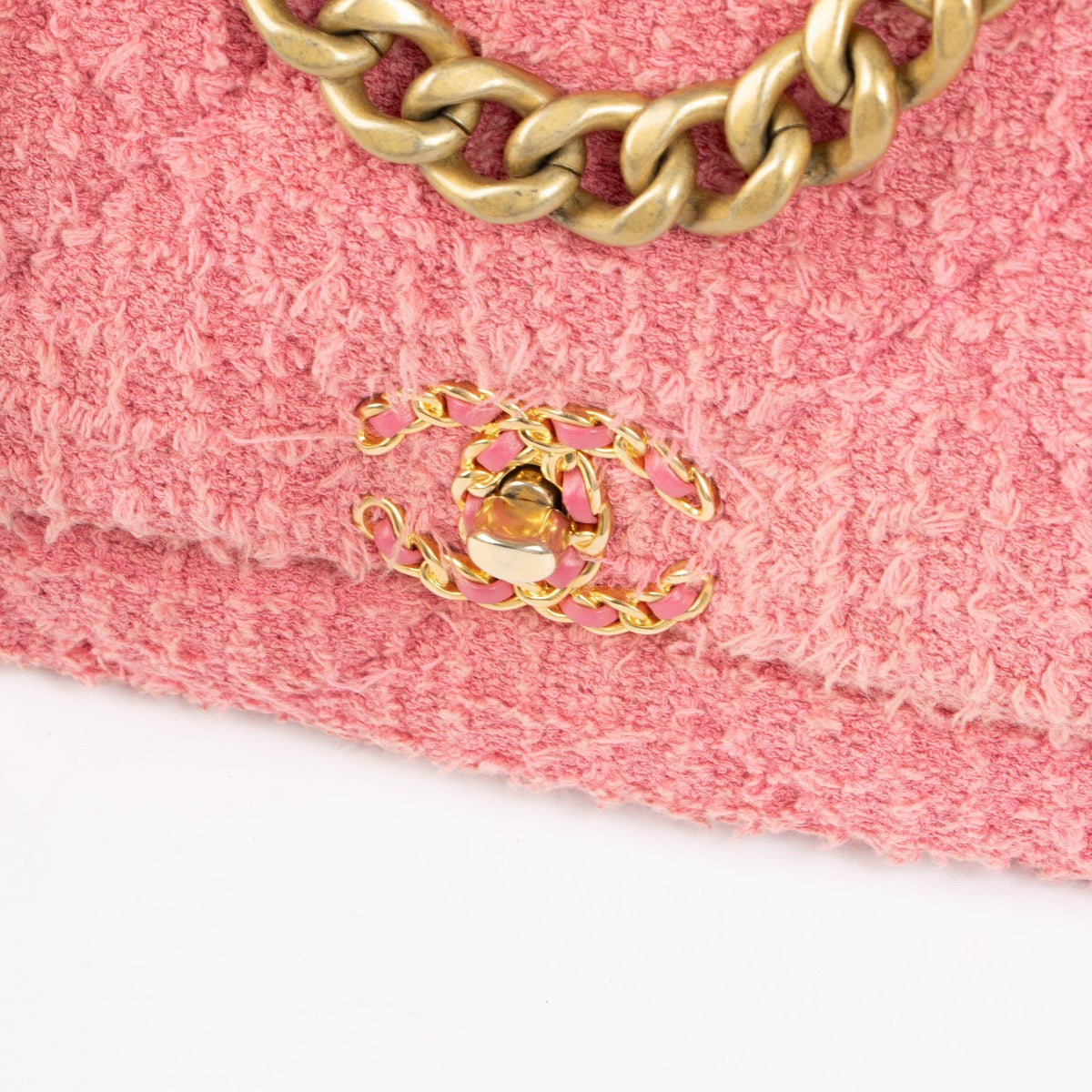 Chanel Pink Tweed Small Chanel 19 Shoulder Bag – Labellov