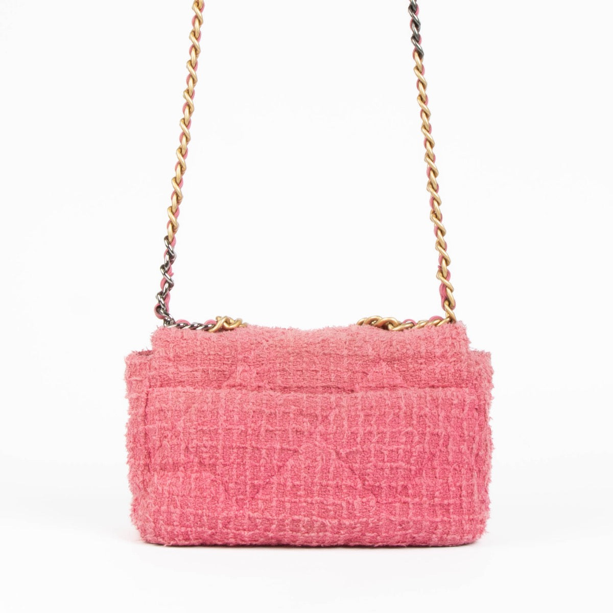 Chanel Pink Tweed Small Chanel 19 Shoulder Bag – Labellov