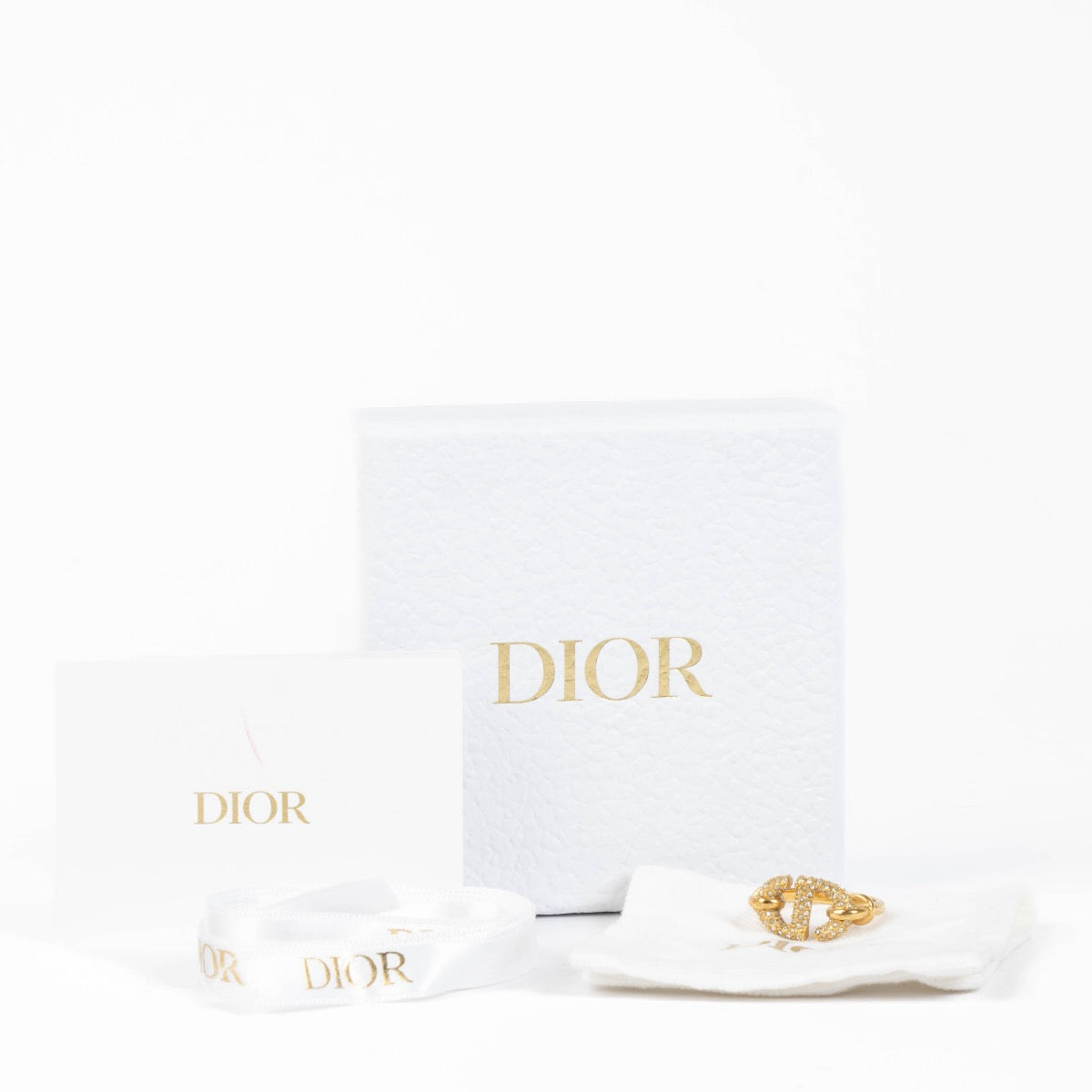 Christian Dior Gold CD Navy Crystal Ring - Size 54 on Labellov.com