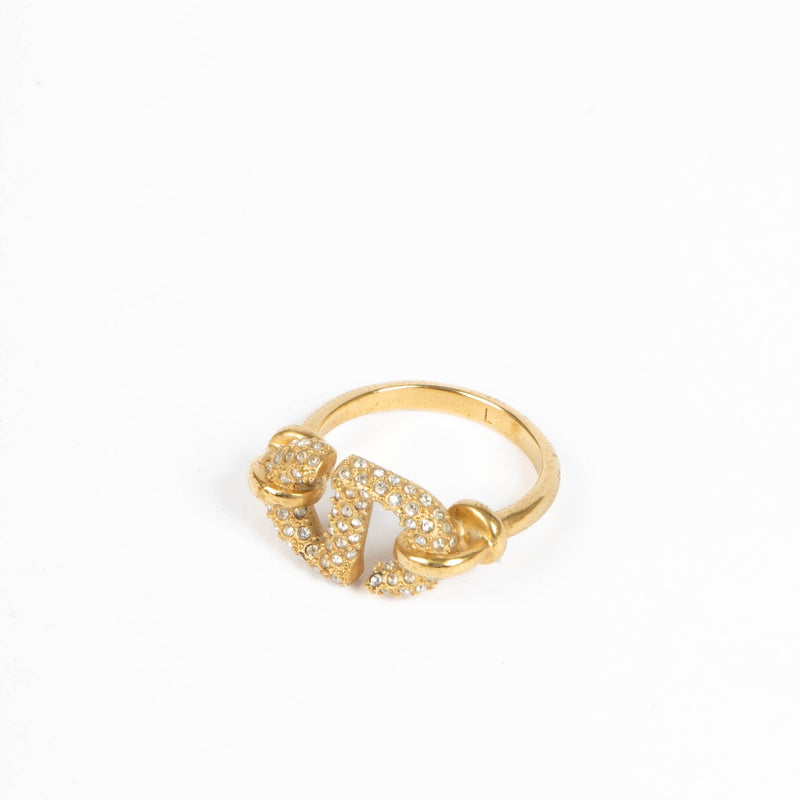 Christian Dior Gold CD Navy Crystal Ring - Size 54 on Labellov.com