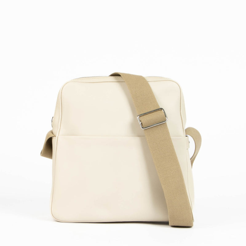 Shop this authentic Delvaux Cream Leather Crossbody Bag With Textile Strap pre-loved on Labellov. com