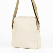 Shop this authentic Delvaux Cream Leather Crossbody Bag With Textile Strap pre-loved on Labellov. com