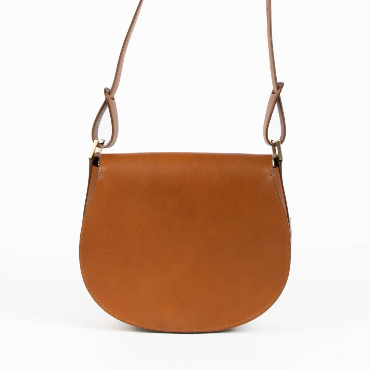 Delvaux Cognac Leather Kate GM Crossbody Bag