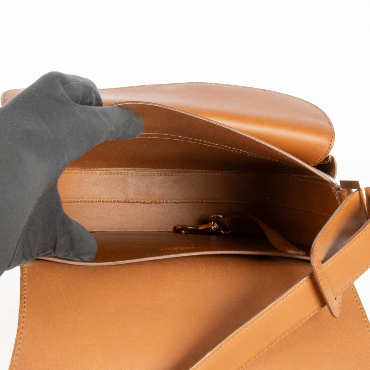 Delvaux Cognac Leather Kate GM Crossbody Bag