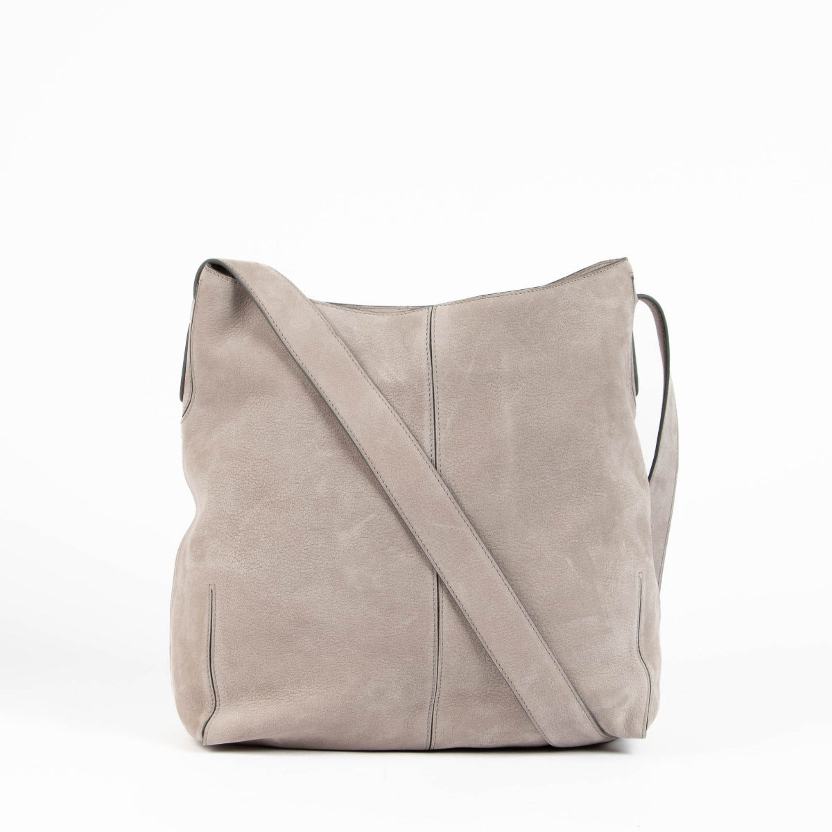 Authentic pre-loved Delvaux Taupe Nubuck 24 Heures Shoulder Bag on Labellov.com