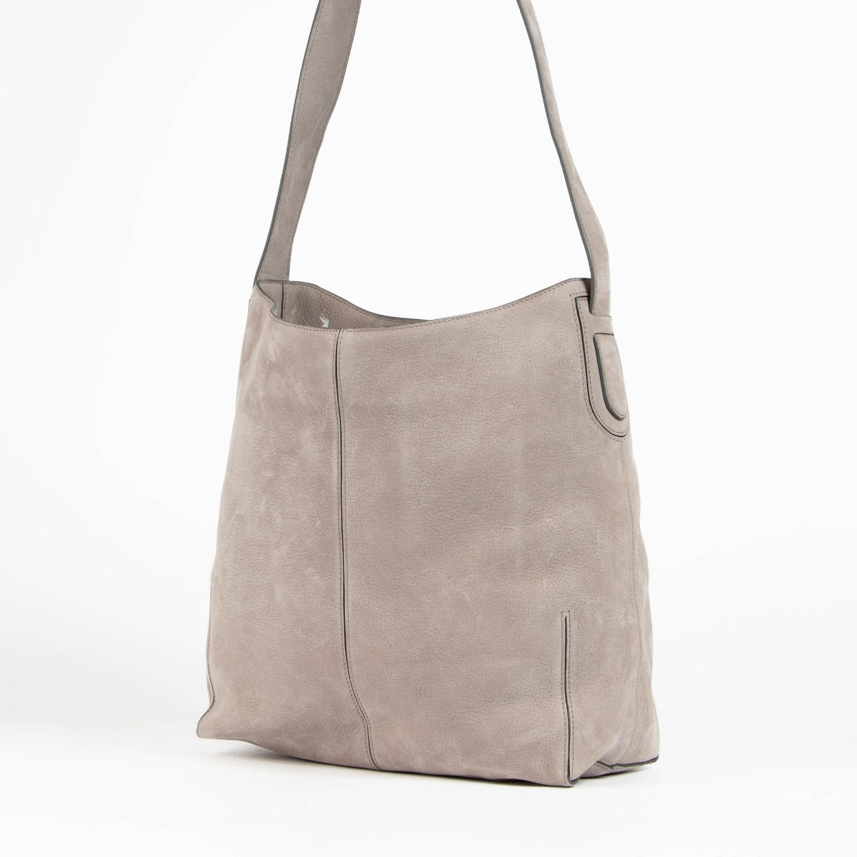 Authentic pre-loved Delvaux Taupe Nubuck 24 Heures Shoulder Bag on Labellov.com