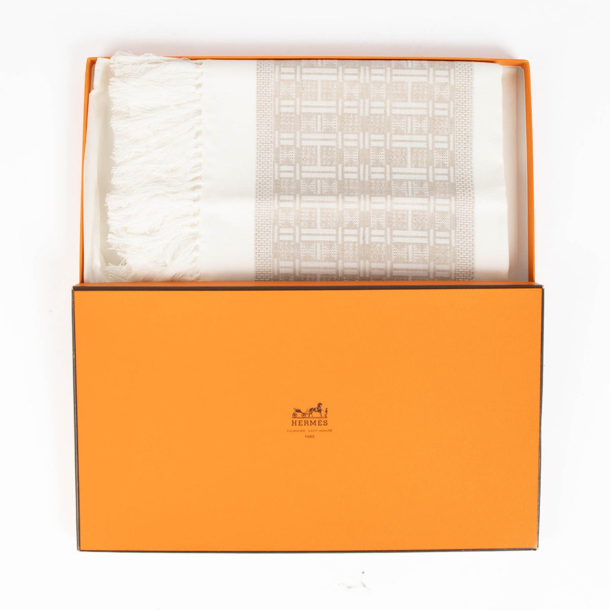 Hermès Serviette Wit Katoen & Linnen
