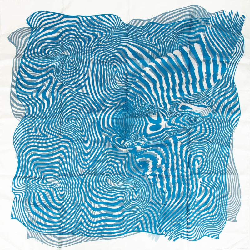 Hermès Carre de Soie 90 Onde de Chic Bleu