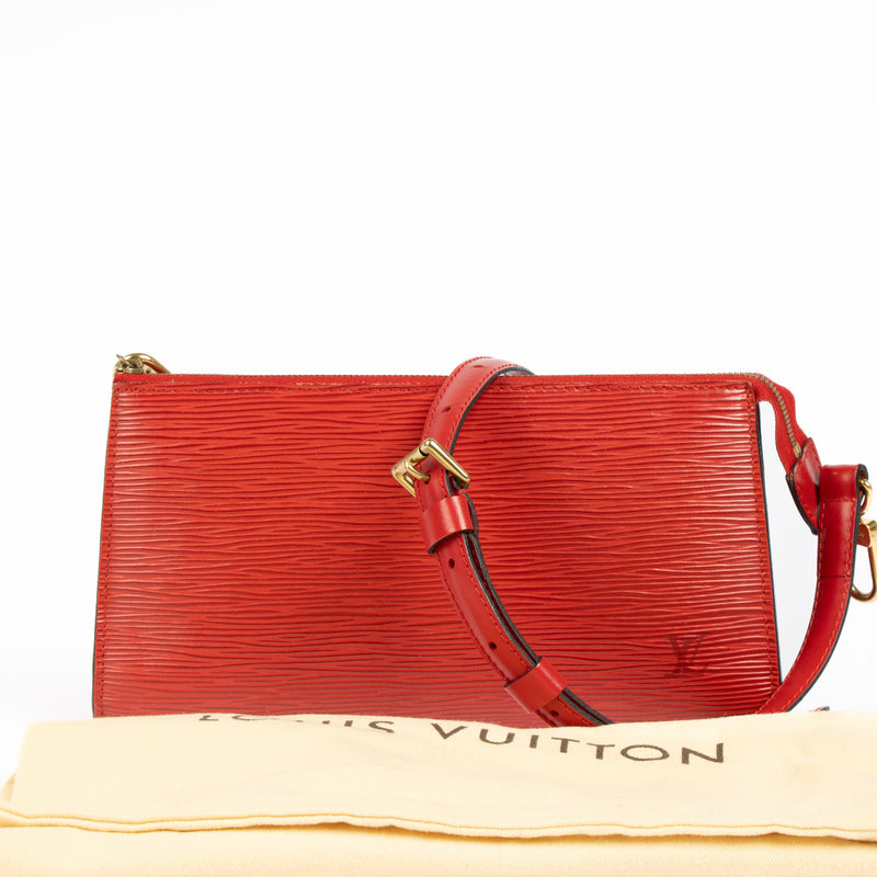 Louis Vuitton Red Epi Leather Pochette for the best price at Labellov secondhand luxury designer bags.