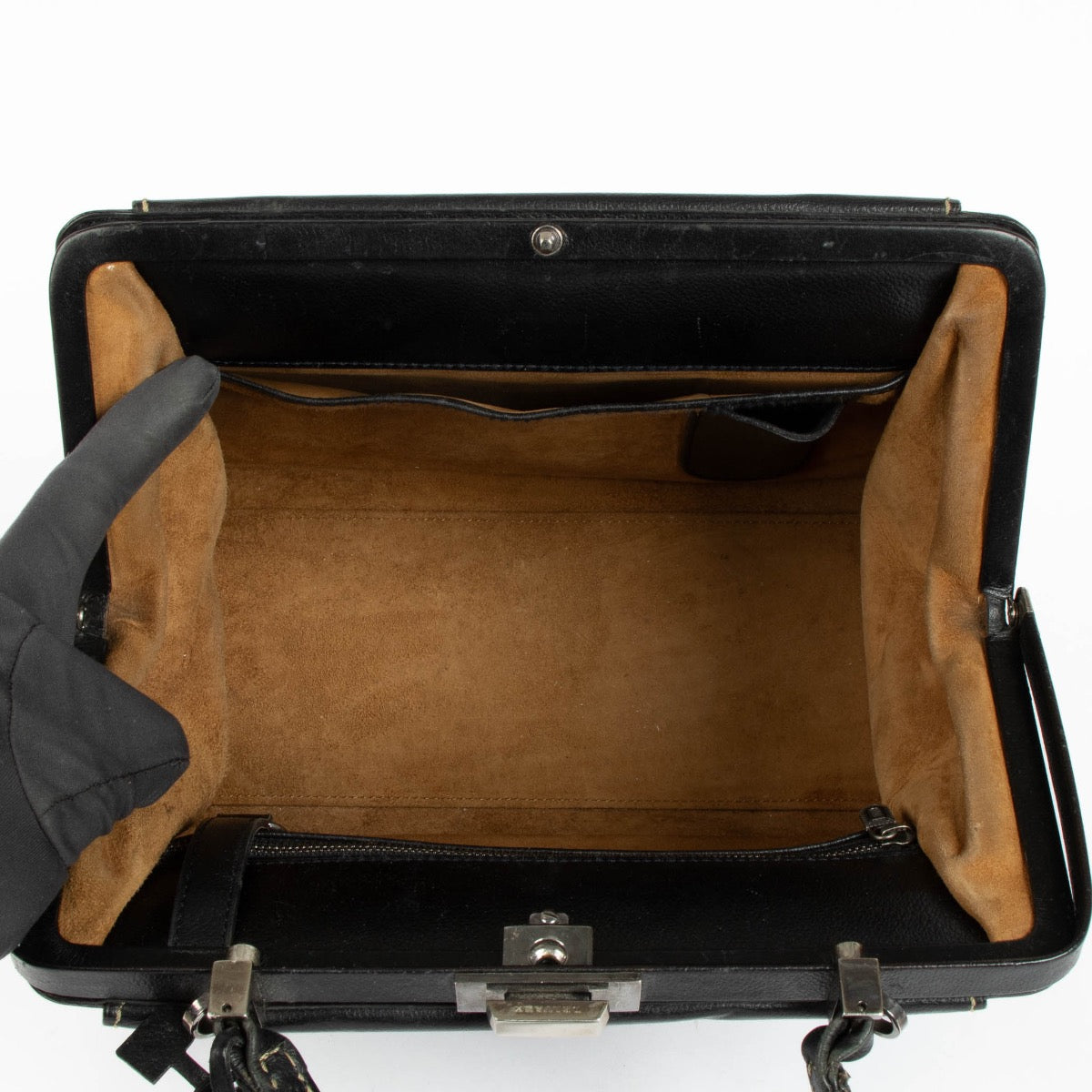 Authentic pre-loved Delvaux Black Illusion Jumping Top Handle Bag on Labellov.com