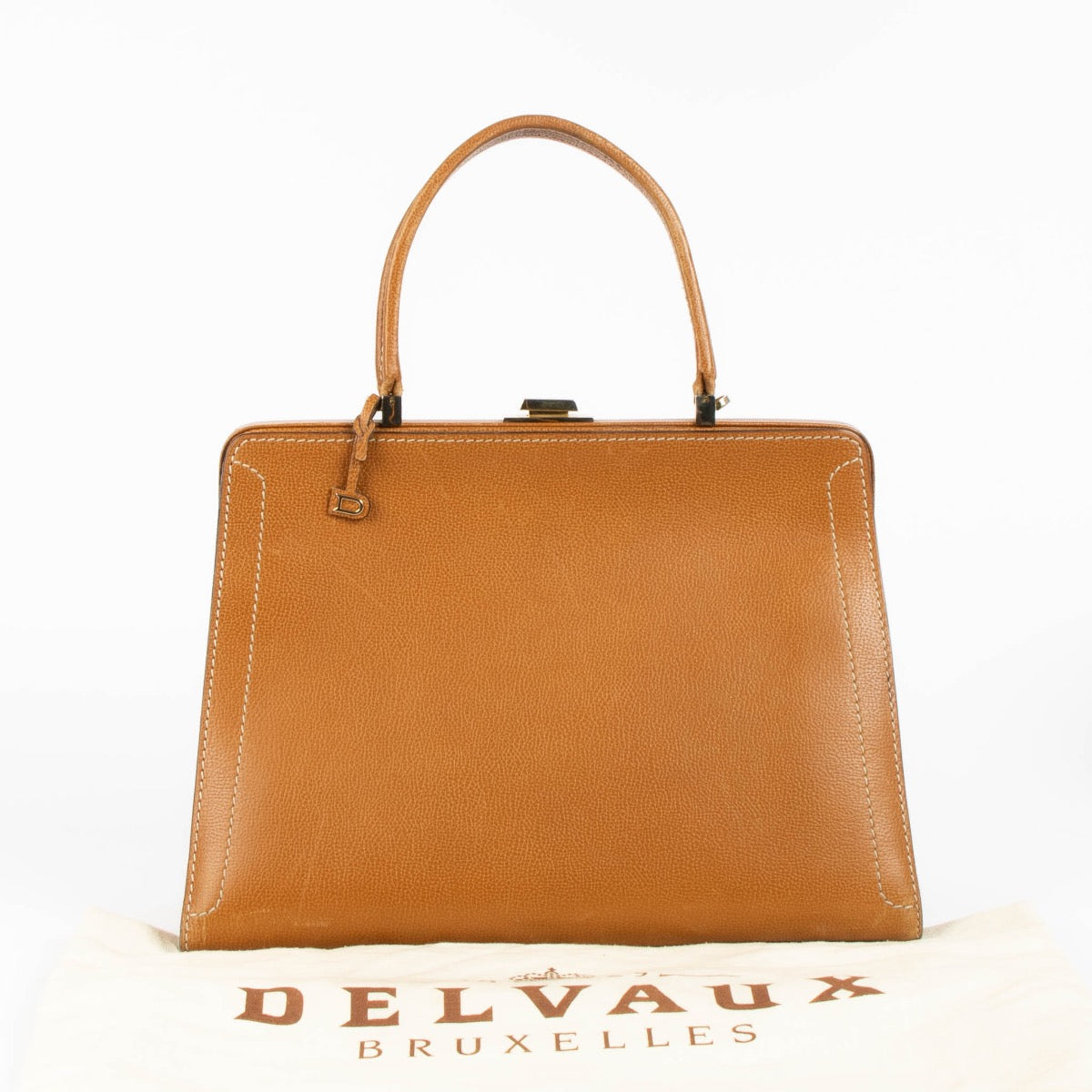 Authentic pre-loved Delvaux Cognac Leather Classicp Top Handle Bag on Labellov.com