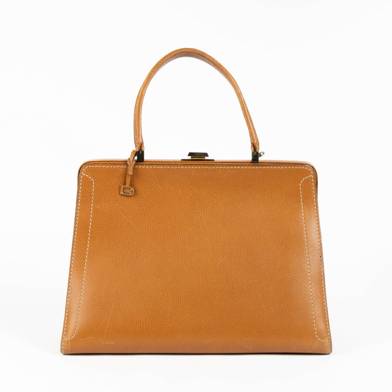 Authentic pre-loved Delvaux Cognac Leather Classicp Top Handle Bag on Labellov.com