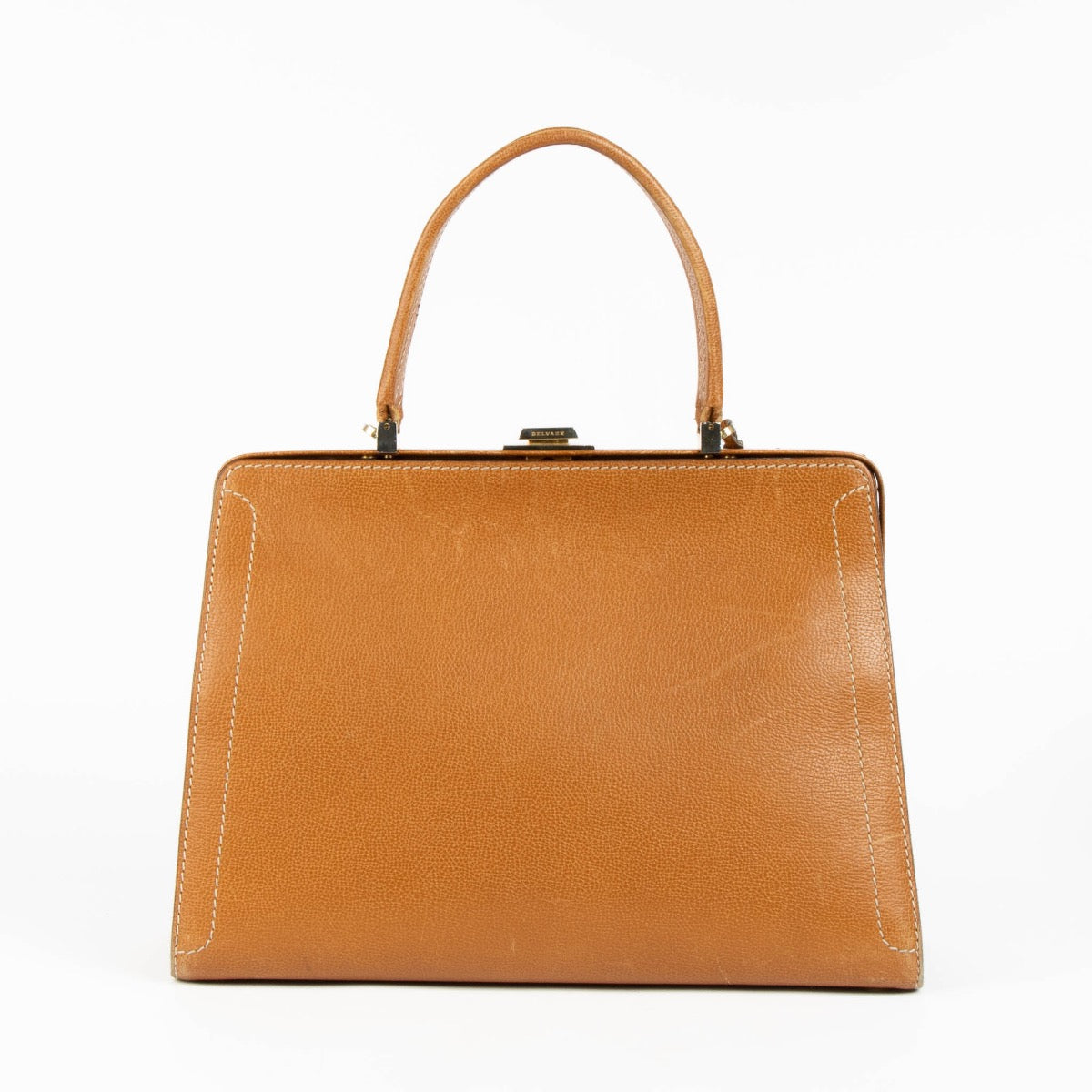 Authentic pre-loved Delvaux Cognac Leather Classicp Top Handle Bag on Labellov.com