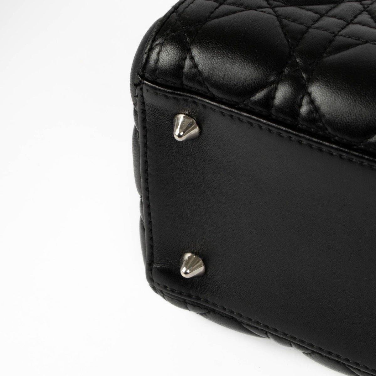 Authentic pre-loved Christian Dior Black Medium Lady Dior Top Handle Bag on Labellov.com