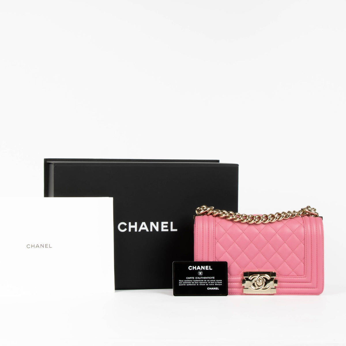Chanel Pink Calfskin Small Boy Chanel Bag – Labellov