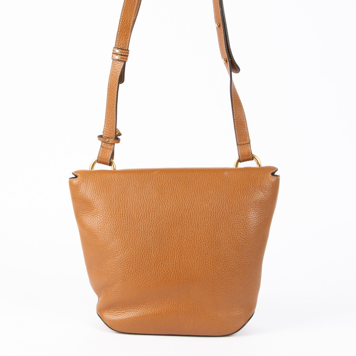 Authentic pre-loved Delvaux Cognac Leather Mimosa Shoulder Bag on Labellov.com