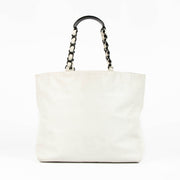 Chanel vintage cream leather tote bag classic designer shoulder bag luxury neutral handbag