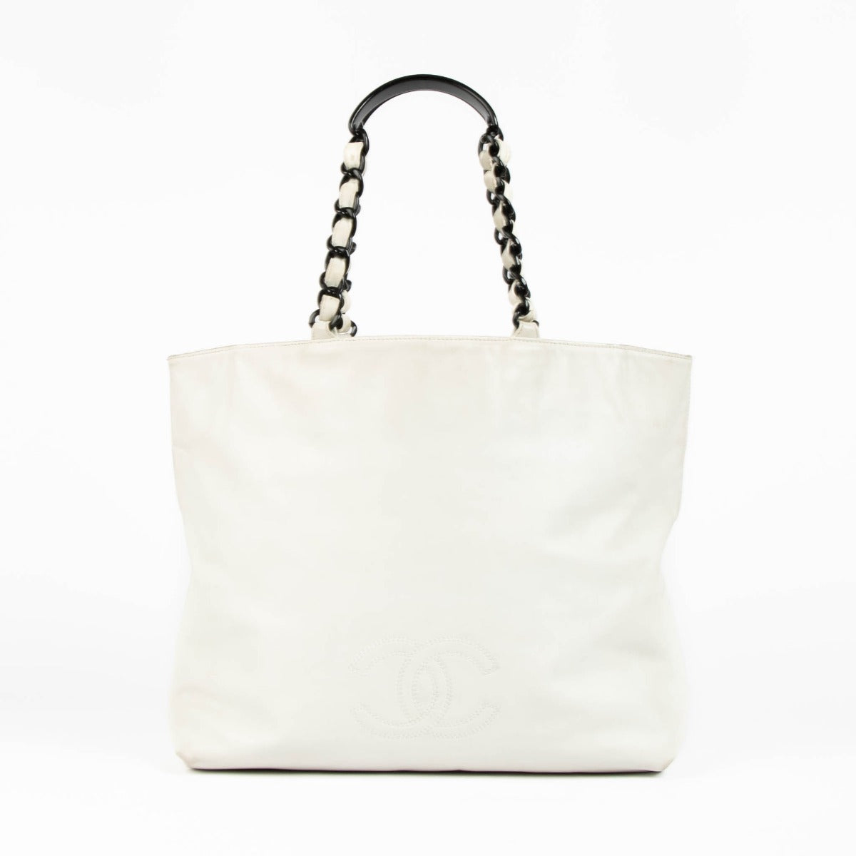Chanel vintage cream leather tote bag classic designer shoulder bag luxury neutral handbag