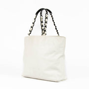 Chanel vintage cream leather tote bag classic designer shoulder bag luxury neutral handbag