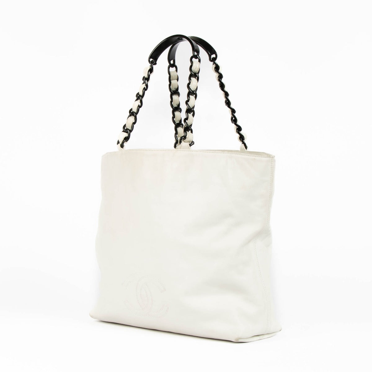 Chanel vintage cream leather tote bag classic designer shoulder bag luxury neutral handbag