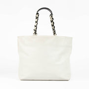 Chanel vintage cream leather tote bag classic designer shoulder bag luxury neutral handbag