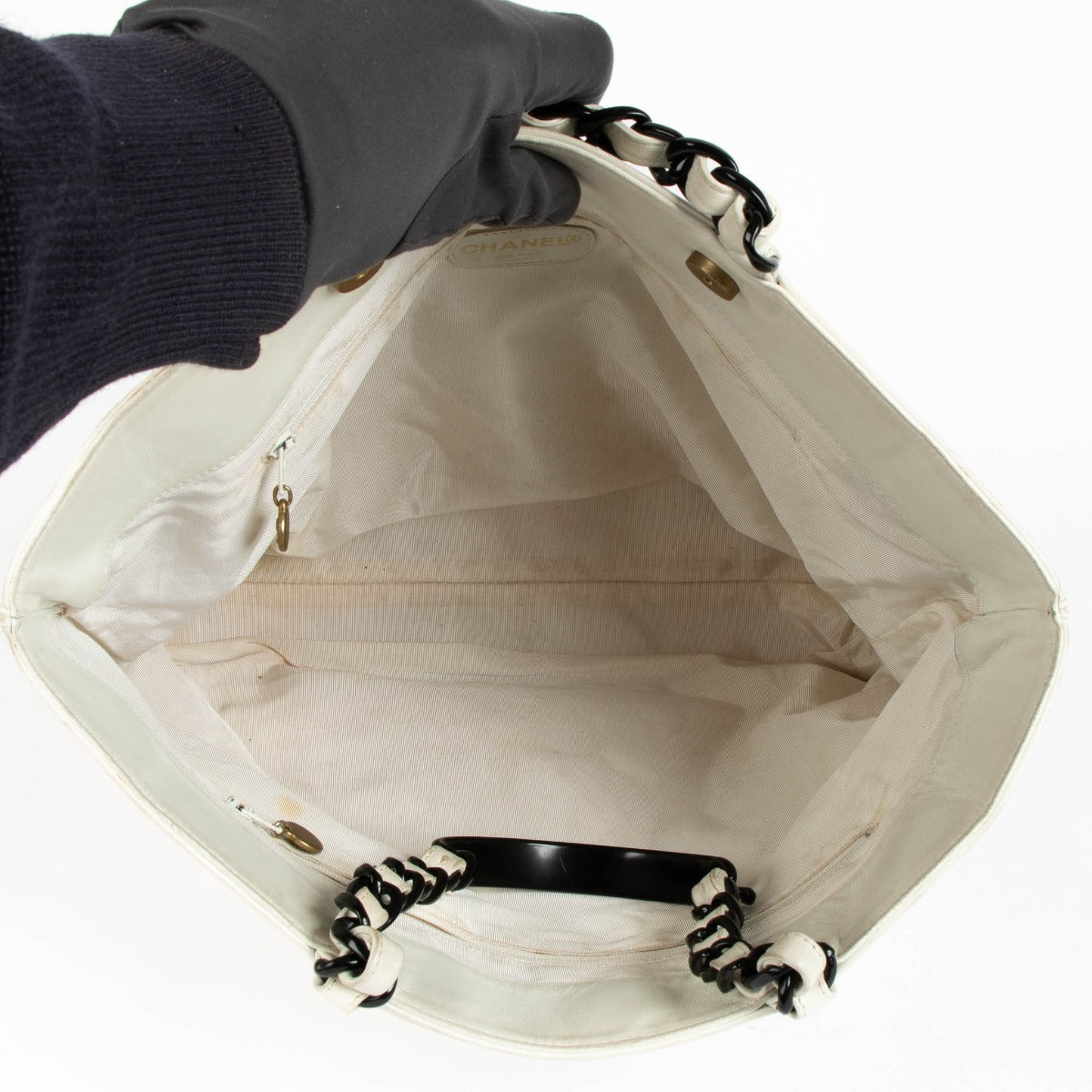 Chanel vintage cream leather tote bag classic designer shoulder bag luxury neutral handbag