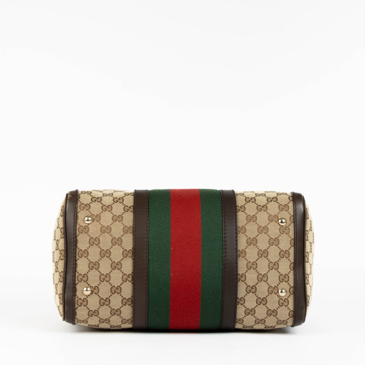 Authentic pre-loved Gucci Monogram Canvas Boston Top Handle Bag on Labellov.com