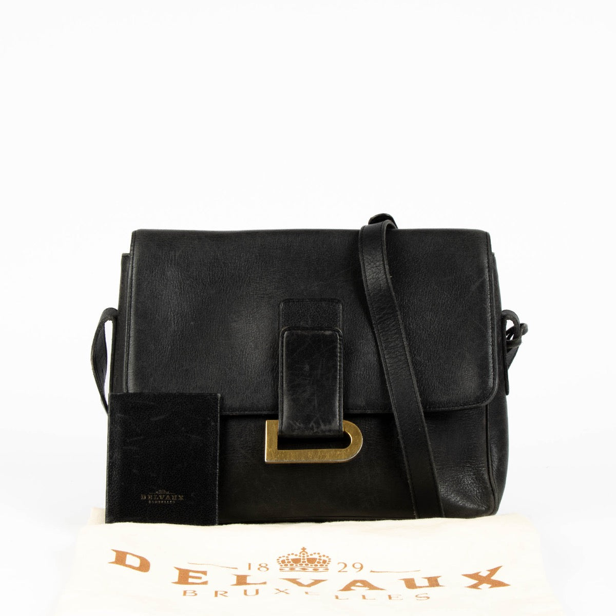 Authentic pre-loved Delvaux Black Leather Poirier Crossbody Bag on Labellov.com