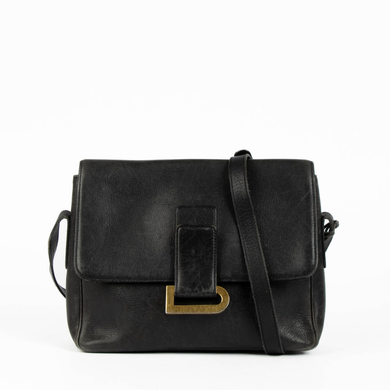 Authentic pre-loved Delvaux Black Leather Poirier Crossbody Bag on Labellov.com