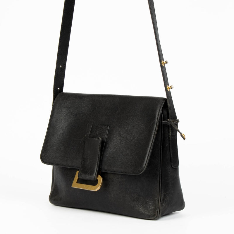 Authentic pre-loved Delvaux Black Leather Poirier Crossbody Bag on Labellov.com